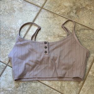 Women's Aerie Tan Ribbed Bikini Bathing Suit Top size medium
